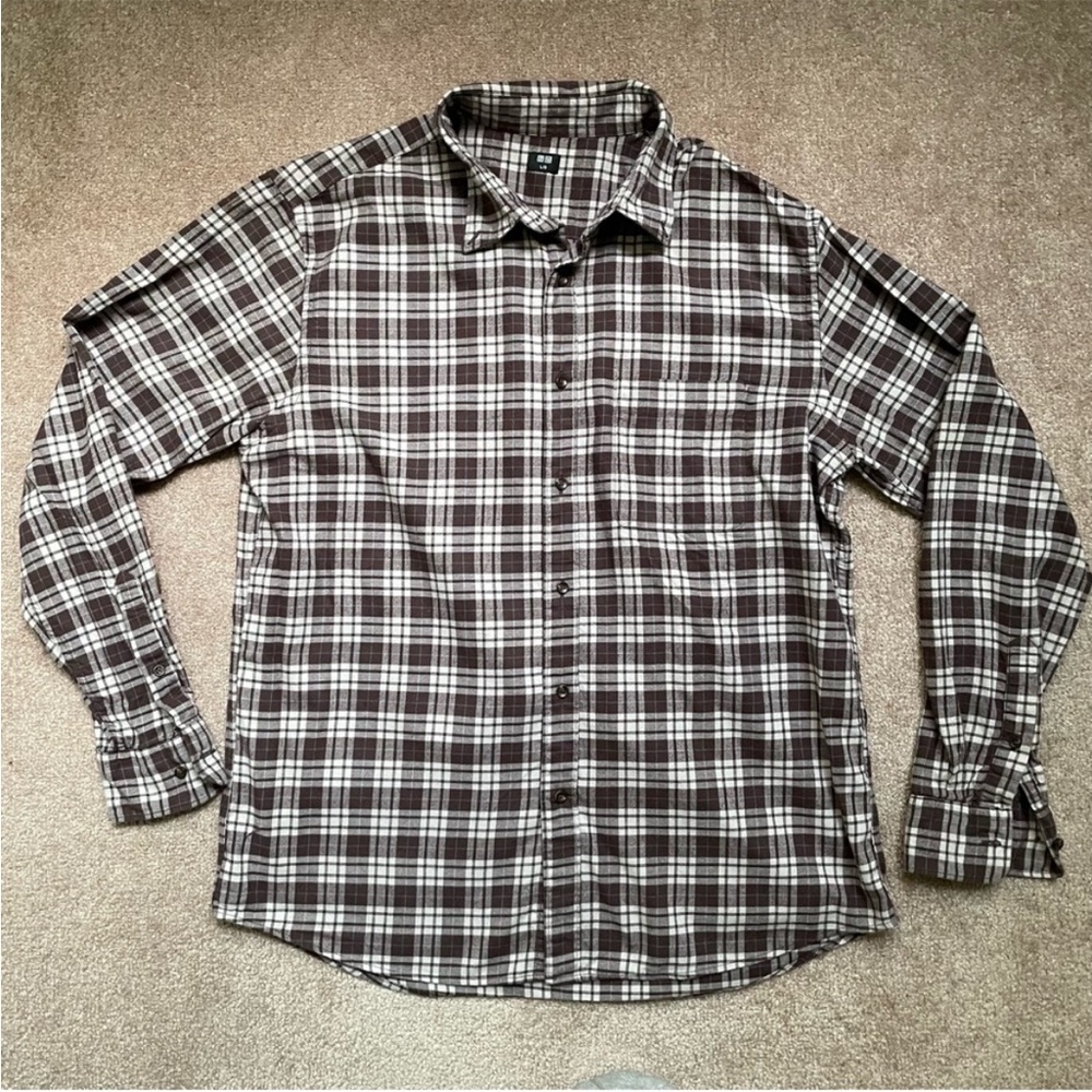Uniqlo Brown Plaid Flannel - Womens Medium